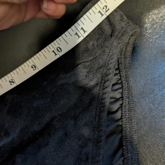 '90s Vintage High Thigh Cut Bikini Bottom Black Suede-Like Fabric - Picture 7 of 8